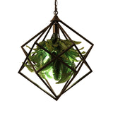 Metal Geometric Hanging Ceiling Light Retro 1 Bulb Restaurant LED Suspension Lamp in Black with Plant, 18"/21.5" Wide Clearhalo 'Art Deco Pendants' 'Black' 'Cast Iron' 'Ceiling Lights' 'Ceramic' 'Crystal' 'Industrial Pendants' 'Industrial' 'Metal' 'Middle Century Pendants' 'Pendant Lights' 'Pendants' 'Rustic Pendants' 'Tiffany' Lighting' 519318