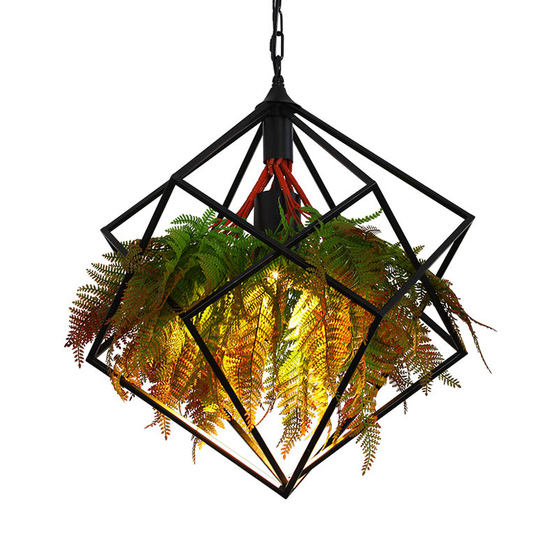 Geometric Restaurant Pendant Lighting Industrial Metal 1 Bulb Black LED Plant Hanging Light Fixture, 16"/18.5" Wide Clearhalo 'Art Deco Pendants' 'Black' 'Cast Iron' 'Ceiling Lights' 'Ceramic' 'Crystal' 'Industrial Pendants' 'Industrial' 'Metal' 'Middle Century Pendants' 'Pendant Lights' 'Pendants' 'Rustic Pendants' 'Tiffany' Lighting' 519410