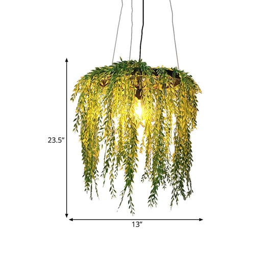 Plant Restaurant Hanging Lamp Vintage Metal 1 Head Black LED Down Lighting Pendant, 13"/19"/23" Width Clearhalo 'Art Deco Pendants' 'Black' 'Cast Iron' 'Ceiling Lights' 'Ceramic' 'Crystal' 'Industrial Pendants' 'Industrial' 'Metal' 'Middle Century Pendants' 'Pendant Lights' 'Pendants' 'Rustic Pendants' 'Tiffany' Lighting' 519436