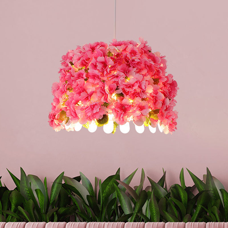 Metal Pink Drop Lamp Flower 1 Head Industrial LED Down Lighting Pendant for Restaurant Clearhalo 'Art Deco Pendants' 'Cast Iron' 'Ceiling Lights' 'Ceramic' 'Crystal' 'Industrial Pendants' 'Industrial' 'Metal' 'Middle Century Pendants' 'Pendant Lights' 'Pendants' 'Tiffany' Lighting' 519466