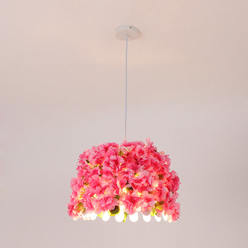 Metal Pink Drop Lamp Flower 1 Head Industrial LED Down Lighting Pendant for Restaurant Clearhalo 'Art Deco Pendants' 'Cast Iron' 'Ceiling Lights' 'Ceramic' 'Crystal' 'Industrial Pendants' 'Industrial' 'Metal' 'Middle Century Pendants' 'Pendant Lights' 'Pendants' 'Tiffany' Lighting' 519468