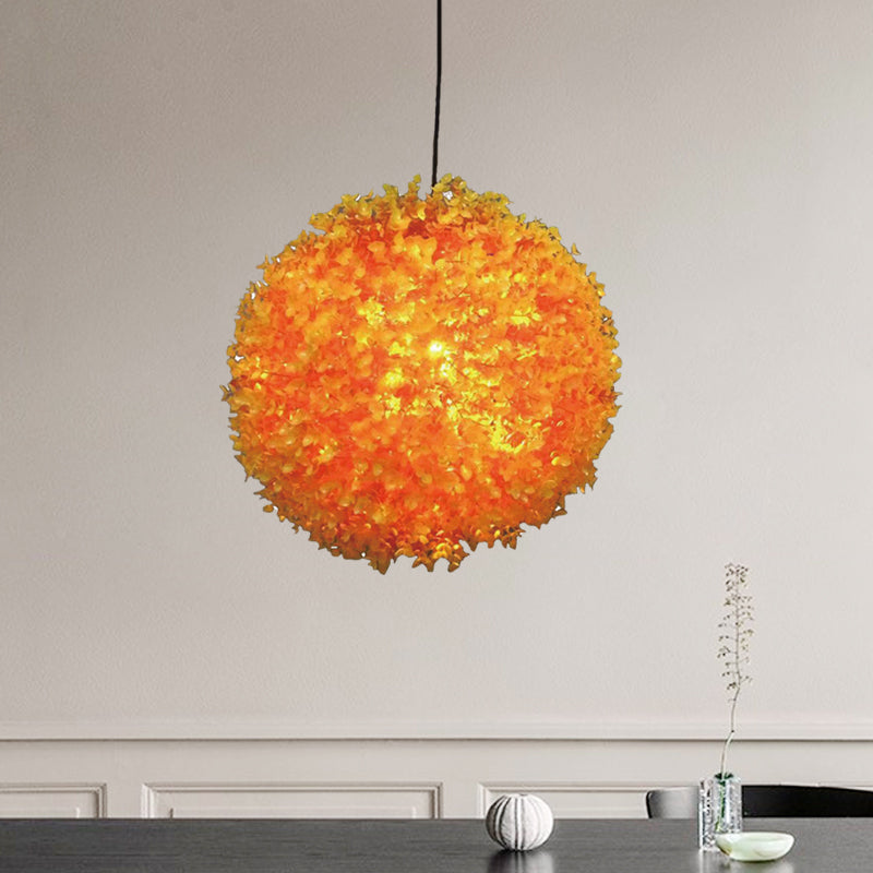 Metal Orange Hanging Light Spherical 1 Light Industrial LED Ceiling Lamp for Restaurant, 12"/14"/16" Diameter Clearhalo 'Art Deco Pendants' 'Cast Iron' 'Ceiling Lights' 'Ceramic' 'Crystal' 'Industrial Pendants' 'Industrial' 'Metal' 'Middle Century Pendants' 'Pendant Lights' 'Pendants' 'Tiffany' Lighting' 519497