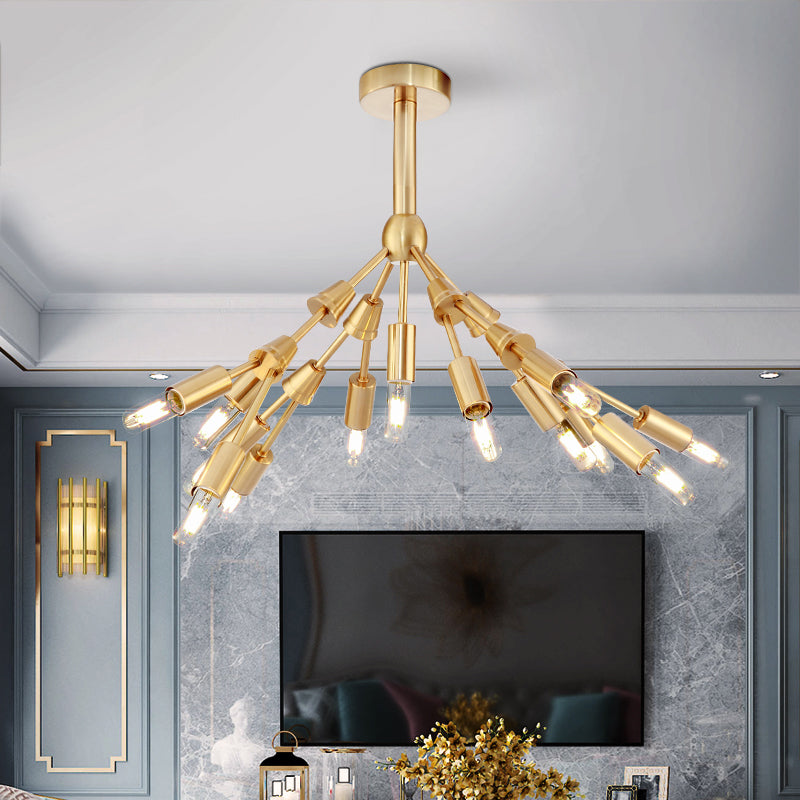 Metal Sputnik Pendant Chandelier Modernist 13 Bulbs Gold Hanging Ceiling Lights for Living Room Gold Clearhalo 'Ceiling Lights' 'Chandeliers' 'Modern Chandeliers' 'Modern' Lighting' 519824