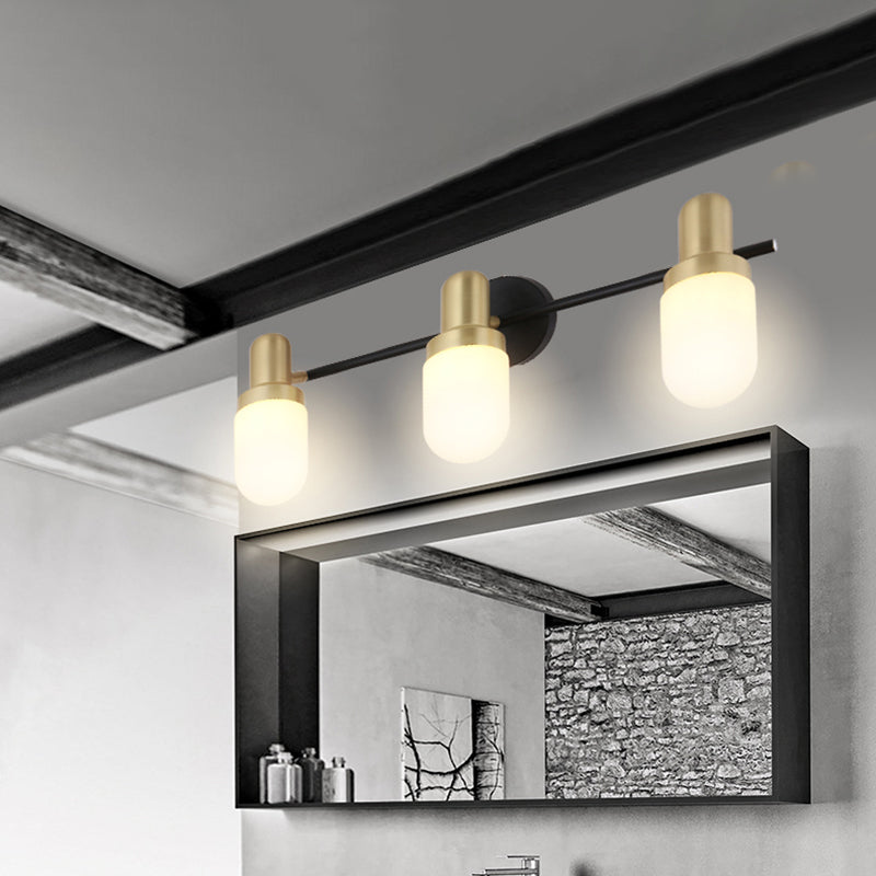 Modern Capsule Glass Sconce Light 1/2/3 Lights Wall Mount Light with Black Arm and Backplate Clearhalo 'Cast Iron' 'Glass' 'Industrial' 'Modern wall lights' 'Modern' 'Tiffany' 'Traditional wall lights' 'Wall Lamps & Sconces' 'Wall Lights' Lighting' 519881
