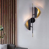 Curve Metal Sheet Sconce Light Postmodern 2 Lights Black Wall Mount Light for Stairway Clearhalo 'Cast Iron' 'Glass' 'Industrial' 'Modern wall lights' 'Modern' 'Tiffany' 'Traditional wall lights' 'Wall Lamps & Sconces' 'Wall Lights' Lighting' 519944