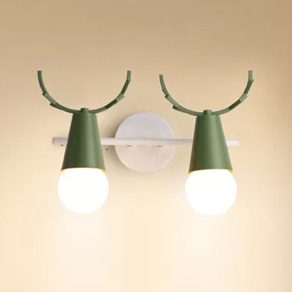 Sweet Cone Child Bedroom Wall Light Metal 1 Head Nordic Stylish Wall Lamp with Antlers Clearhalo 'Wall Lamps & Sconces' 'Wall Lights' Lighting' 51995