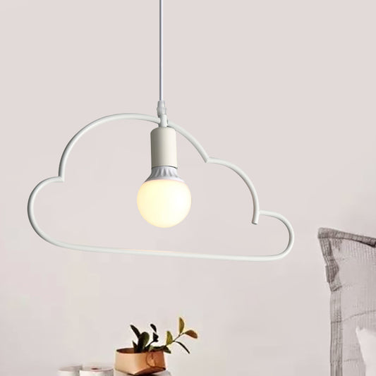 Cloud Bedside Pendant Lighting Metal 1 Bulb Modernism Hanging Ceiling Lamp in White White Clearhalo 'Ceiling Lights' 'Glass shade' 'Glass' 'Modern Pendants' 'Modern' 'Pendant Lights' 'Pendants' Lighting' 519998