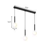 Contemporary 3 Bulbs Suspension Light with Cream Glass Shade Black Orb Multi Lamp Pendant Clearhalo 'Ceiling Lights' 'Glass shade' 'Glass' 'Modern Pendants' 'Modern' 'Pendant Lights' 'Pendants' Lighting' 520141