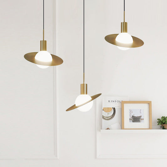 Global Milky Glass Cluster Pendant Light Modernist 3 Heads Brass Hanging Lamp with Panel Ring Detail Brass Clearhalo 'Ceiling Lights' 'Glass shade' 'Glass' 'Modern Pendants' 'Modern' 'Pendant Lights' 'Pendants' Lighting' 520155