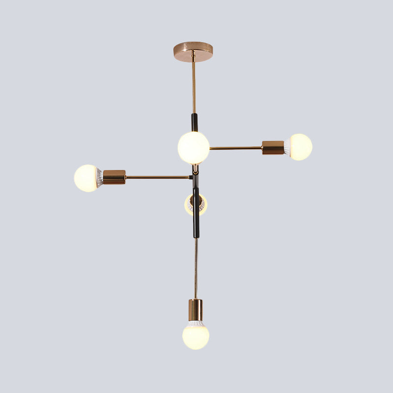 Metal Linear Chandelier Lighting Minimalist 5 Lights Brass Hanging Lamp Fixture for Living Room Clearhalo 'Ceiling Lights' 'Chandeliers' 'Modern Chandeliers' 'Modern' Lighting' 520304