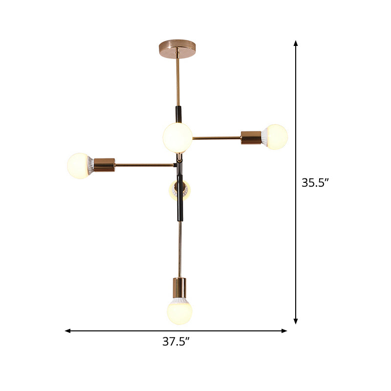 Metal Linear Chandelier Lighting Minimalist 5 Lights Brass Hanging Lamp Fixture for Living Room Clearhalo 'Ceiling Lights' 'Chandeliers' 'Modern Chandeliers' 'Modern' Lighting' 520305