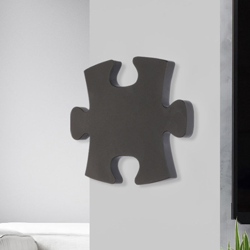 Jigsaw Sconce Light Modern Acrylic Black/White LED Wall Light in Warm/White Light for Living Room Clearhalo 'Modern wall lights' 'Modern' 'Wall Lamps & Sconces' 'Wall Lights' Lighting' 520321