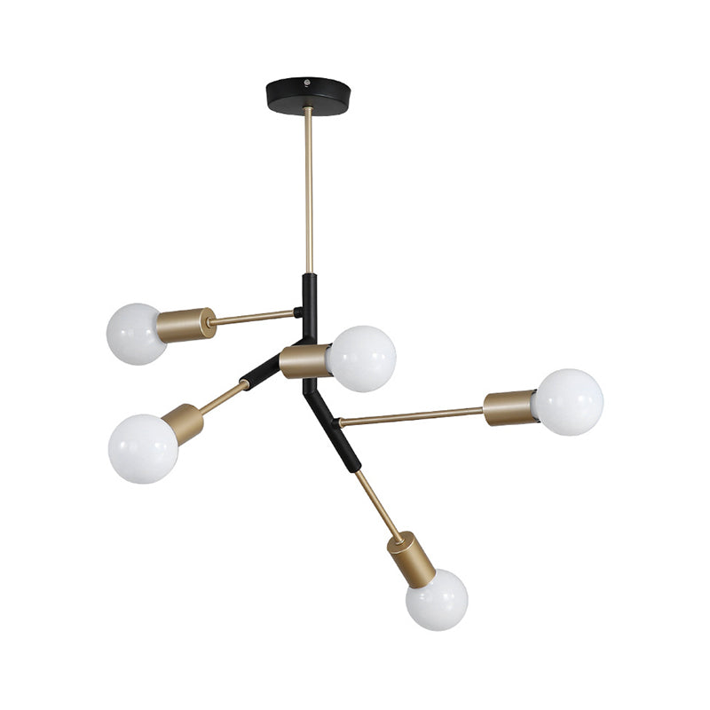 Branch Metallic Hanging Lighting Minimalist 5 Lights Brass Ceiling Chandelier for Living Room Clearhalo 'Ceiling Lights' 'Chandeliers' 'Glass shade' 'Glass' 'Modern Chandeliers' 'Modern' Lighting' 520330