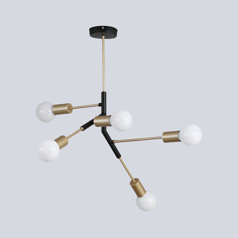 Branch Metallic Hanging Lighting Minimalist 5 Lights Brass Ceiling Chandelier for Living Room Clearhalo 'Ceiling Lights' 'Chandeliers' 'Glass shade' 'Glass' 'Modern Chandeliers' 'Modern' Lighting' 520331