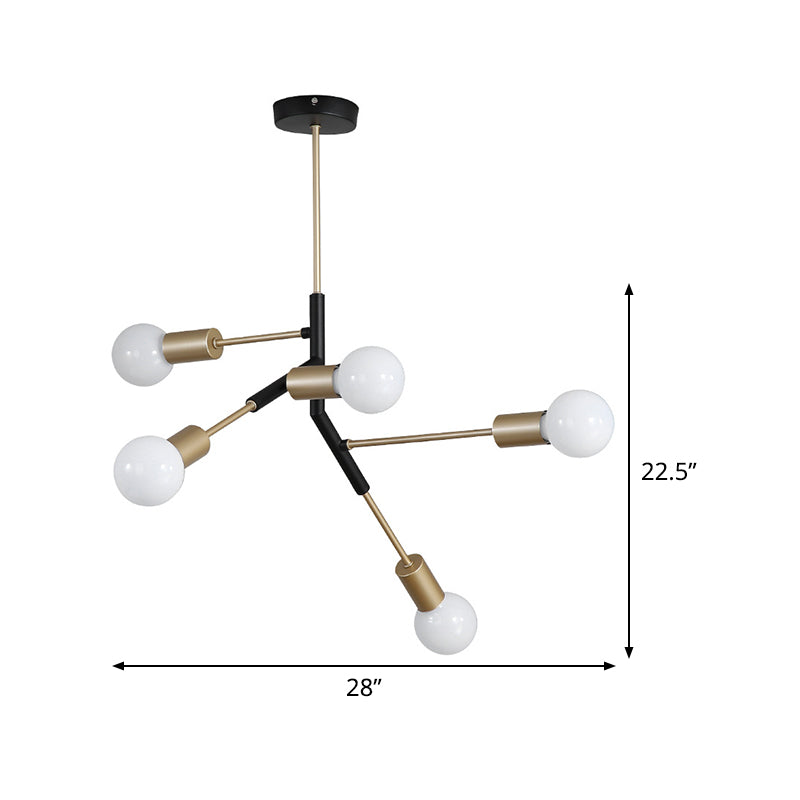 Branch Metallic Hanging Lighting Minimalist 5 Lights Brass Ceiling Chandelier for Living Room Clearhalo 'Ceiling Lights' 'Chandeliers' 'Glass shade' 'Glass' 'Modern Chandeliers' 'Modern' Lighting' 520332