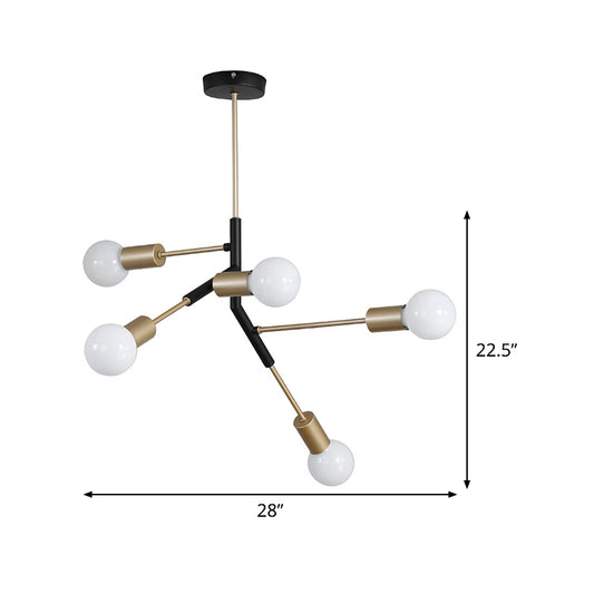 Branch Metallic Hanging Lighting Minimalist 5 Lights Brass Ceiling Chandelier for Living Room Clearhalo 'Ceiling Lights' 'Chandeliers' 'Glass shade' 'Glass' 'Modern Chandeliers' 'Modern' Lighting' 520332