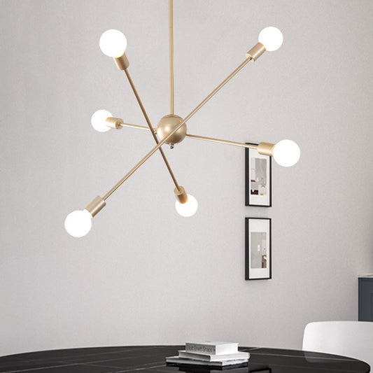 Linear Living Room Chandelier Metallic 6 Heads Modernist Pendant Ceiling Light in Brass Brass Clearhalo 'Ceiling Lights' 'Chandeliers' 'Glass shade' 'Glass' 'Modern Chandeliers' 'Modern' Lighting' 520333