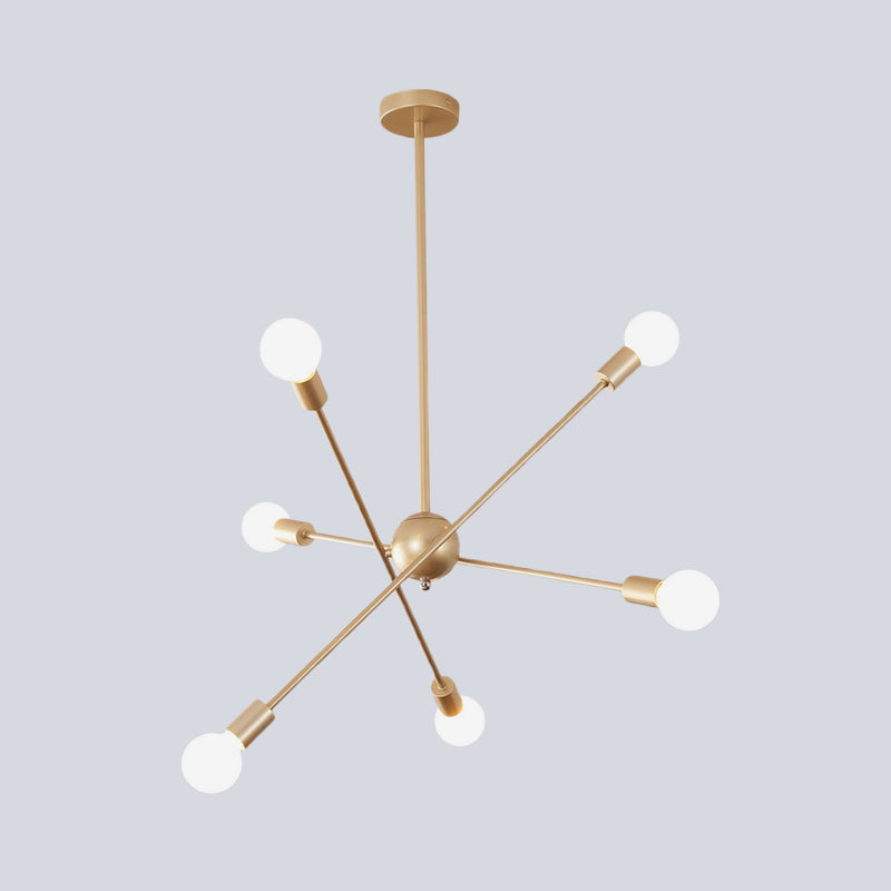 Linear Living Room Chandelier Metallic 6 Heads Modernist Pendant Ceiling Light in Brass Clearhalo 'Ceiling Lights' 'Chandeliers' 'Glass shade' 'Glass' 'Modern Chandeliers' 'Modern' Lighting' 520336