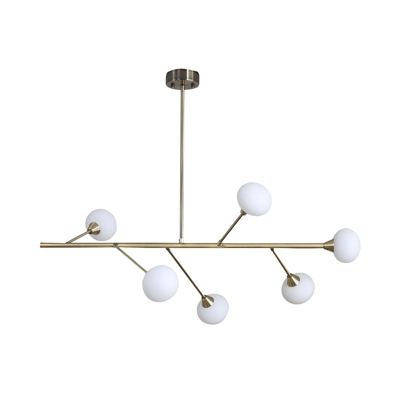 Branch Pendant Light Fixture Simple Iron 6-Bulb Living Room Hanging Chandelier in Brass Clearhalo 'Ceiling Lights' 'Chandeliers' 'Glass shade' 'Glass' 'Modern Chandeliers' 'Modern' Lighting' 520349