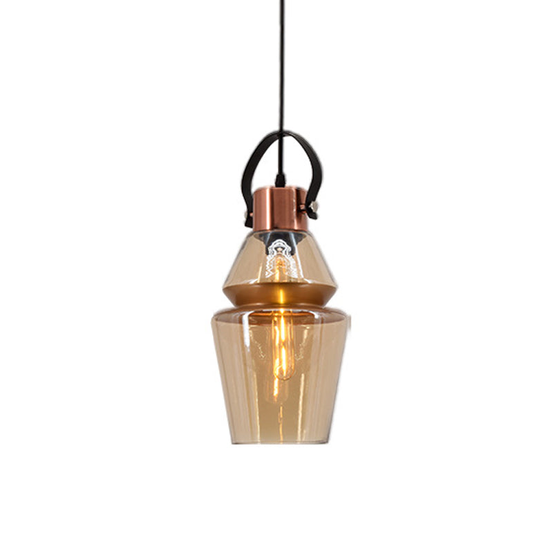 Copper Urn Pendant Lighting Fixture Modern 1 Head Clear Glass Hanging Lamp, 6.5"/8"/10" Wide Clearhalo 'Ceiling Lights' 'Chandeliers' 'Glass shade' 'Glass' 'Modern Pendants' 'Modern' 'Pendant Lights' 'Pendants' Lighting' 520373
