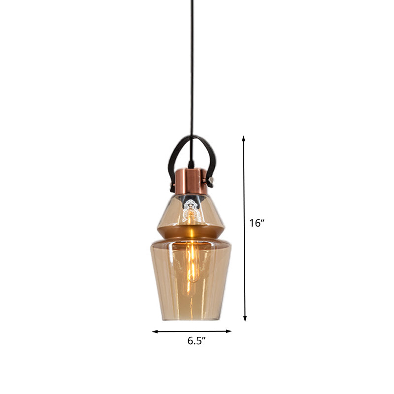Copper Urn Pendant Lighting Fixture Modern 1 Head Clear Glass Hanging Lamp, 6.5"/8"/10" Wide Clearhalo 'Ceiling Lights' 'Chandeliers' 'Glass shade' 'Glass' 'Modern Pendants' 'Modern' 'Pendant Lights' 'Pendants' Lighting' 520374
