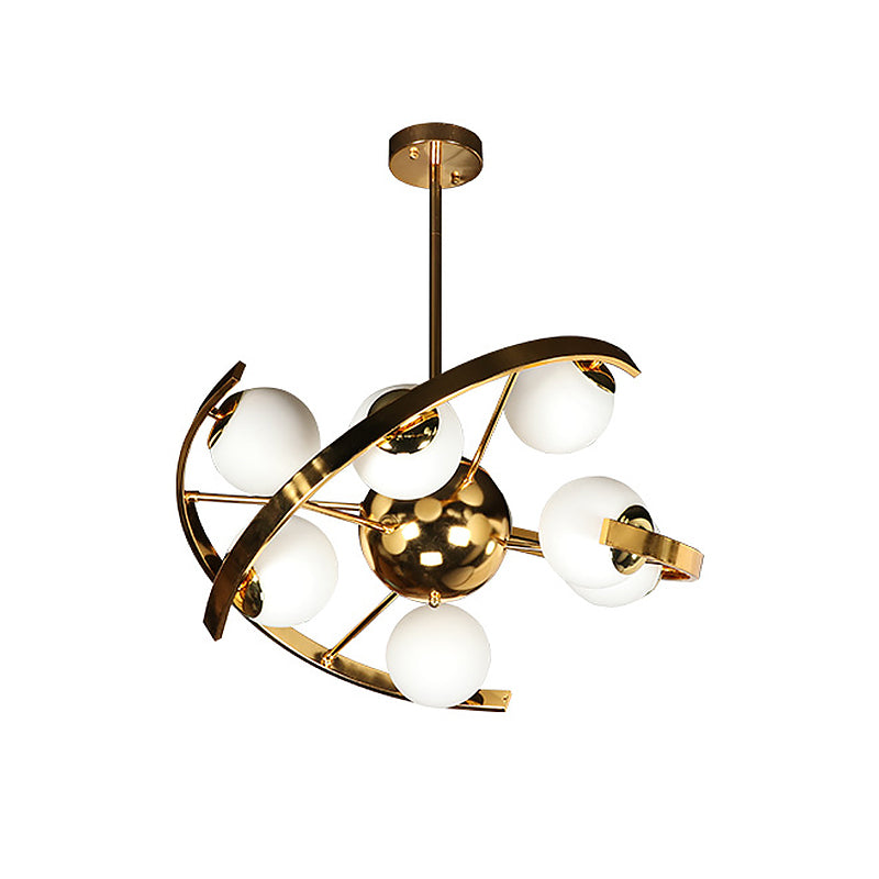 Metallic Sputnik Hanging Light Kit Post Modern 9 Bulbs Ceiling Chandelier in Brass for Living Room Clearhalo 'Ceiling Lights' 'Chandeliers' 'Glass shade' 'Glass' 'Modern Chandeliers' 'Modern' 'Pendant Lights' Lighting' 520387