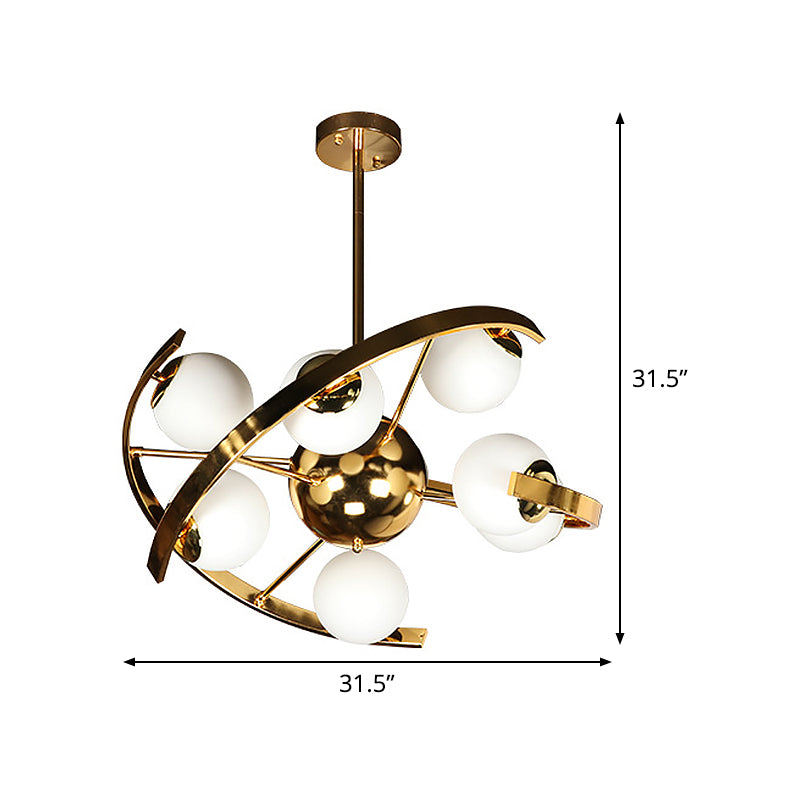 Metallic Sputnik Hanging Light Kit Post Modern 9 Bulbs Ceiling Chandelier in Brass for Living Room Clearhalo 'Ceiling Lights' 'Chandeliers' 'Glass shade' 'Glass' 'Modern Chandeliers' 'Modern' 'Pendant Lights' Lighting' 520388