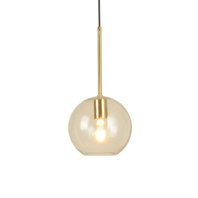 Globe Pendant Light Modernism Clear Glass 1 Head 8"/12" Wide Dining Room Hanging Lamp Kit Clearhalo 'Ceiling Lights' 'Chandeliers' 'Glass shade' 'Glass' 'Modern Pendants' 'Modern' 'Pendant Lights' 'Pendants' Lighting' 520393