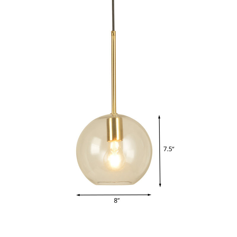 Globe Pendant Light Modernism Clear Glass 1 Head 8"/12" Wide Dining Room Hanging Lamp Kit Clearhalo 'Ceiling Lights' 'Chandeliers' 'Glass shade' 'Glass' 'Modern Pendants' 'Modern' 'Pendant Lights' 'Pendants' Lighting' 520394