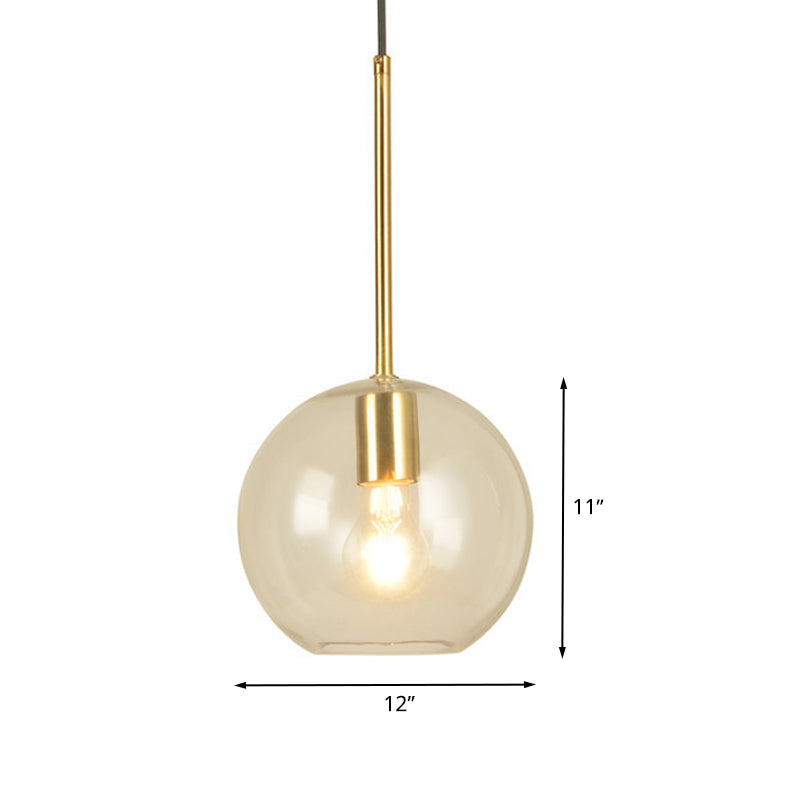 Globe Pendant Light Modernism Clear Glass 1 Head 8"/12" Wide Dining Room Hanging Lamp Kit Clearhalo 'Ceiling Lights' 'Chandeliers' 'Glass shade' 'Glass' 'Modern Pendants' 'Modern' 'Pendant Lights' 'Pendants' Lighting' 520395