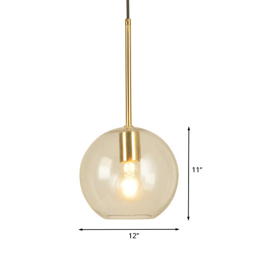 Globe Pendant Light Modernism Clear Glass 1 Head 8"/12" Wide Dining Room Hanging Lamp Kit Clearhalo 'Ceiling Lights' 'Chandeliers' 'Glass shade' 'Glass' 'Modern Pendants' 'Modern' 'Pendant Lights' 'Pendants' Lighting' 520395