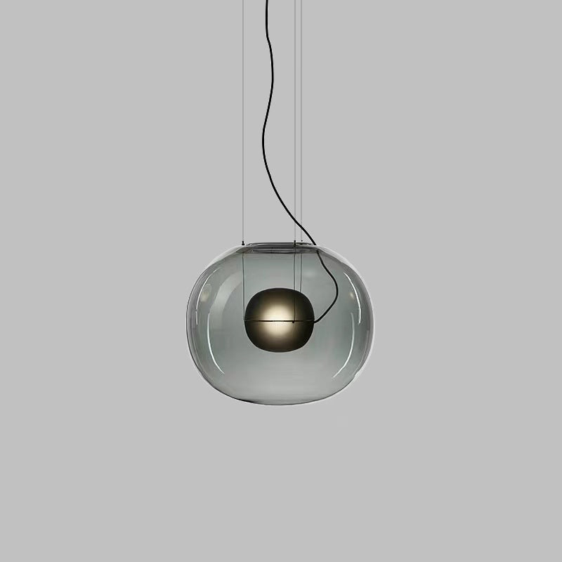 Globe Hanging Light Fixture Modern Smoke Gray/Clear Glass 1 Head Dining Room Pendant Light Kit Clearhalo 'Ceiling Lights' 'Chandeliers' 'Glass shade' 'Glass' 'Modern Pendants' 'Modern' 'Pendant Lights' 'Pendants' Lighting' 520411
