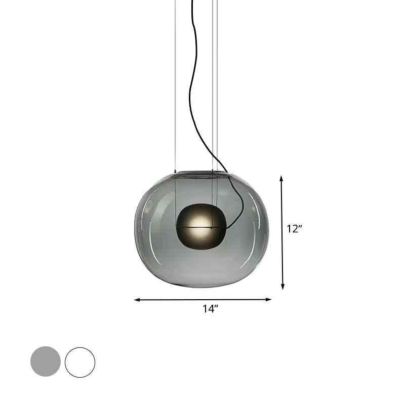 Globe Hanging Light Fixture Modern Smoke Gray/Clear Glass 1 Head Dining Room Pendant Light Kit Clearhalo 'Ceiling Lights' 'Chandeliers' 'Glass shade' 'Glass' 'Modern Pendants' 'Modern' 'Pendant Lights' 'Pendants' Lighting' 520412