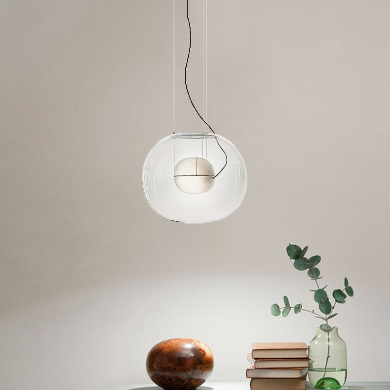 Globe Hanging Light Fixture Modern Smoke Gray/Clear Glass 1 Head Dining Room Pendant Light Kit Clearhalo 'Ceiling Lights' 'Chandeliers' 'Glass shade' 'Glass' 'Modern Pendants' 'Modern' 'Pendant Lights' 'Pendants' Lighting' 520414