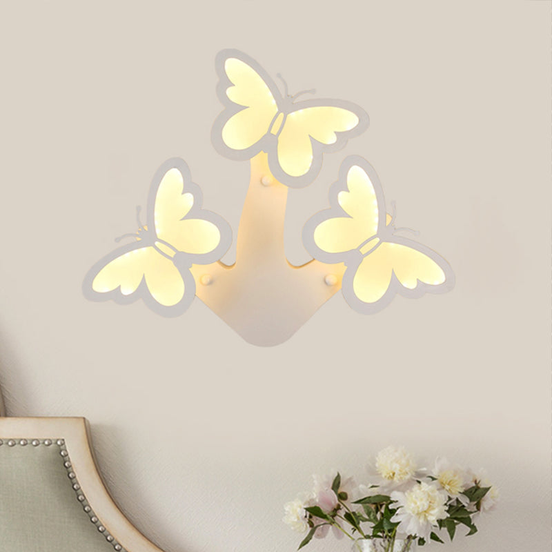 Modern 1/3 Lights LED Sconce Light White Acrylic Butterfly Wall Mounted Night Lamp in White/Natural Light Clearhalo 'Modern wall lights' 'Modern' 'Wall Lamps & Sconces' 'Wall Lights' Lighting' 520437