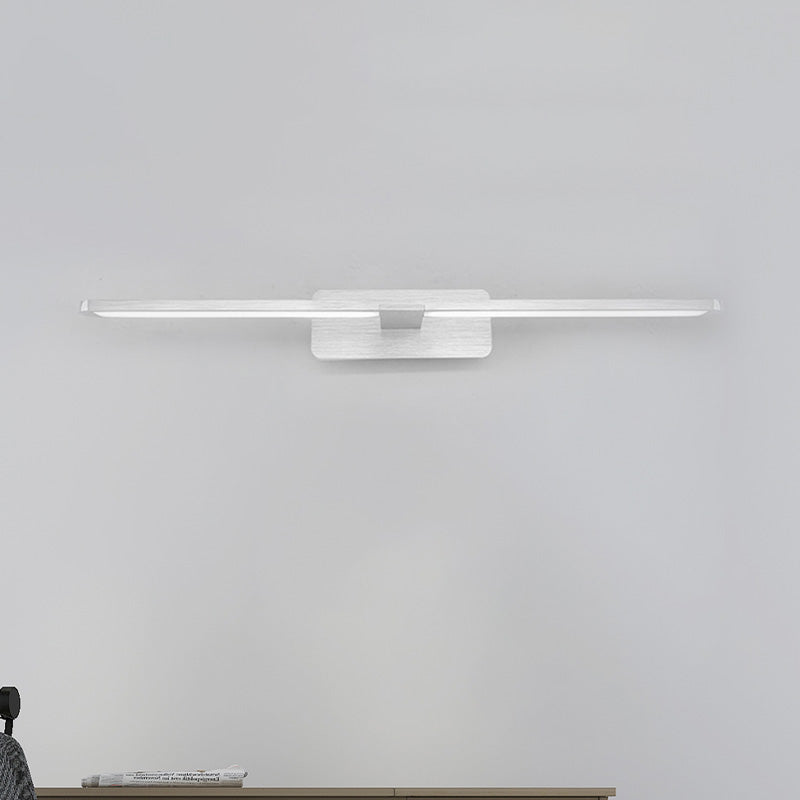 Linear Metal Wall Sconce Lamp Modernist Led 19.5"/23.5"/34" Wide Silver/Nickle Wall Mounted Vanity Light Fixture in White/Warm Light Clearhalo 'Cast Iron' 'Glass' 'Industrial' 'Modern wall lights' 'Modern' 'Tiffany' 'Traditional wall lights' 'Vanity Lights' 'Wall Lights' Lighting' 520480
