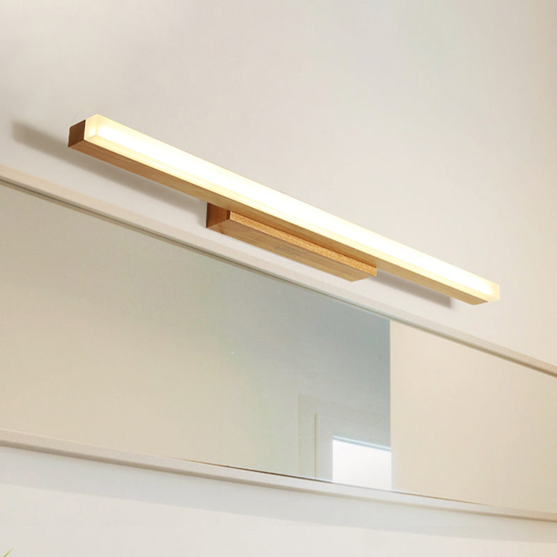 Wood Linear Vanity Lamp Modernist Led 16"/23.5"/31.5" Wide Beige Vanity Sconce Light in White/Warm Light Clearhalo 'Vanity Lights' 'Wall Lights' Lighting' 520530