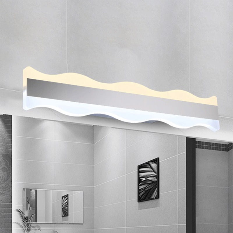 Acrylic Wave Vanity Lighting Modernist Led 16"/20" Wide White Vanity Sconce Light Fixture in White/Warm Light Clearhalo 'Modern wall lights' 'Modern' 'Vanity Lights' 'Wall Lights' Lighting' 520565