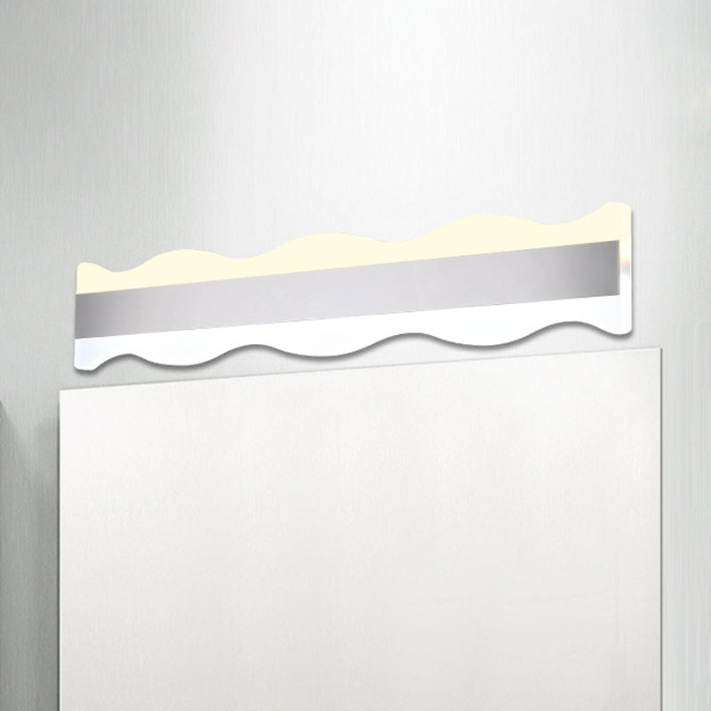 Acrylic Wave Vanity Lighting Modernist Led 16"/20" Wide White Vanity Sconce Light Fixture in White/Warm Light Clearhalo 'Modern wall lights' 'Modern' 'Vanity Lights' 'Wall Lights' Lighting' 520566