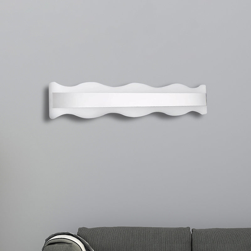 Acrylic Wave Vanity Lighting Modernist Led 16"/20" Wide White Vanity Sconce Light Fixture in White/Warm Light Clearhalo 'Modern wall lights' 'Modern' 'Vanity Lights' 'Wall Lights' Lighting' 520567