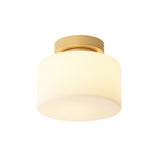 Brass Jar Shape Flush Mounted Light Minimalist 1-Light Frosted White Glass Flush Ceiling Lamp Clearhalo 'Ceiling Lights' 'Close To Ceiling Lights' 'Close to ceiling' 'Flush mount' Lighting' 520587