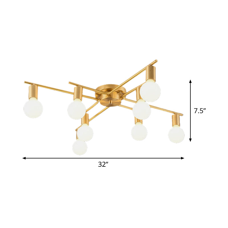 Brass Molecular Flushmount Light Post Modern 8 Bulbs Cream Glass Flush Mount Ceiling Lamp Clearhalo 'Ceiling Lights' 'Close To Ceiling Lights' 'Close to ceiling' 'Flush mount' Lighting' 520618