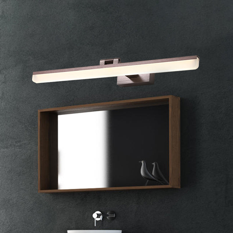 Linear Vanity Sconce Contemporary Metal 16.5"/28"/22.5" Wide Led Black/Silver/Coffee Vanity Mirror Light in Third Gear Clearhalo 'Cast Iron' 'Glass' 'Industrial' 'Modern wall lights' 'Modern' 'Tiffany' 'Traditional wall lights' 'Vanity Lights' 'Wall Lights' Lighting' 520627