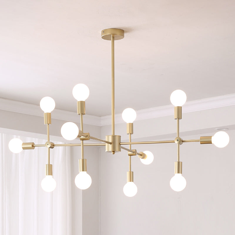 Sputnik Living Room Hanging Chandelier Opal Glass 9/12/15 Lights Modernist Hanging Lamp in Black/Gold Clearhalo 'Ceiling Lights' 'Chandeliers' 'Glass shade' 'Glass' 'Modern Chandeliers' 'Modern' Lighting' 520650