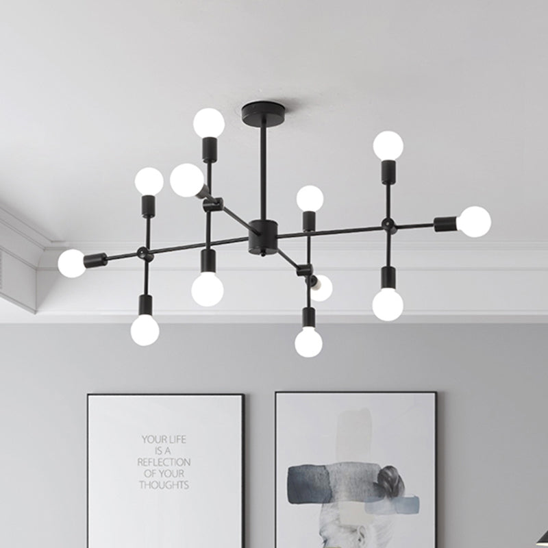 Sputnik Living Room Hanging Chandelier Opal Glass 9/12/15 Lights Modernist Hanging Lamp in Black/Gold Clearhalo 'Ceiling Lights' 'Chandeliers' 'Glass shade' 'Glass' 'Modern Chandeliers' 'Modern' Lighting' 520651