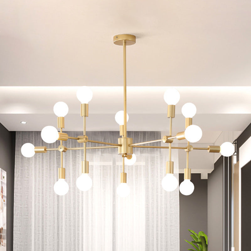 Sputnik Living Room Hanging Chandelier Opal Glass 9/12/15 Lights Modernist Hanging Lamp in Black/Gold Clearhalo 'Ceiling Lights' 'Chandeliers' 'Glass shade' 'Glass' 'Modern Chandeliers' 'Modern' Lighting' 520654