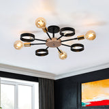 Sputnik Metal Flush Ceiling Light Post Modern 8 Heads Black LED Semi Flush Mount for Living Room Clearhalo 'Ceiling Lights' 'Close To Ceiling Lights' 'Close to ceiling' 'Glass shade' 'Glass' 'Pendant Lights' 'Semi-flushmount' Lighting' 520667