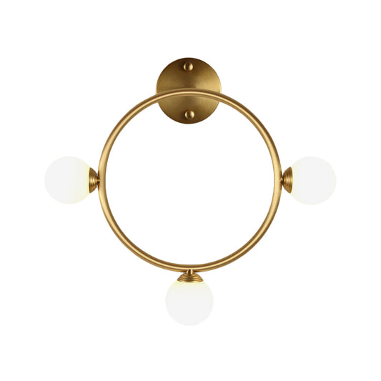 Metallic Ring Wall Mount Sconce Post-Modern 3 Lights LED Wall Lamp Fixture in Brass for Bedside Clearhalo 'Cast Iron' 'Glass' 'Industrial' 'Modern wall lights' 'Modern' 'Tiffany' 'Traditional wall lights' 'Wall Lamps & Sconces' 'Wall Lights' Lighting' 520718