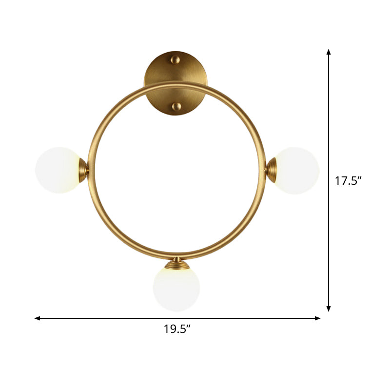 Metallic Ring Wall Mount Sconce Post-Modern 3 Lights LED Wall Lamp Fixture in Brass for Bedside Clearhalo 'Cast Iron' 'Glass' 'Industrial' 'Modern wall lights' 'Modern' 'Tiffany' 'Traditional wall lights' 'Wall Lamps & Sconces' 'Wall Lights' Lighting' 520720