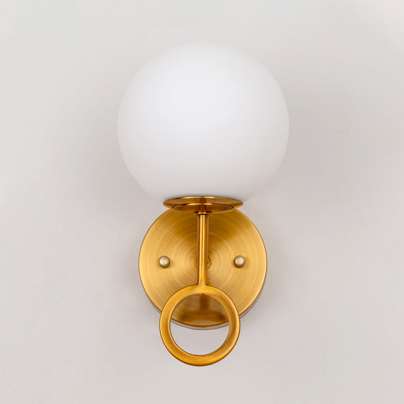 Minimalist 1 Light Sconce Lighting with Cream Glass Shade Brass Global Wall Mounted Lamp Clearhalo 'Cast Iron' 'Glass' 'Industrial' 'Modern wall lights' 'Modern' 'Tiffany' 'Traditional wall lights' 'Wall Lamps & Sconces' 'Wall Lights' Lighting' 520724